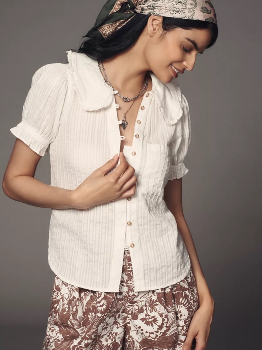 NWOT Pilcro Cream Kiera Button-Up Blouse XXS